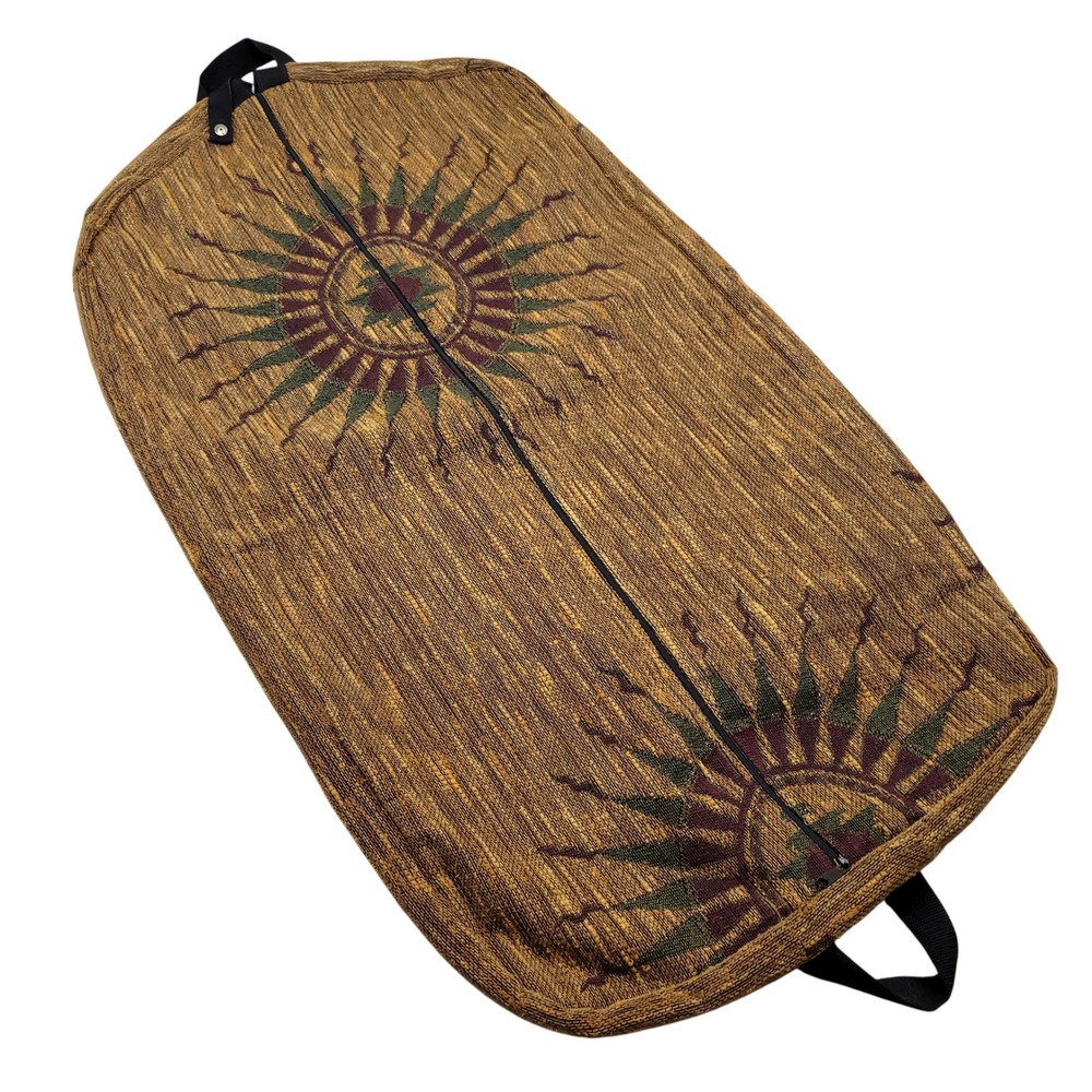VTG Tapestry Suit Garment Bag Brown Boho Chic Southwestern Sunburst Travel 42x25